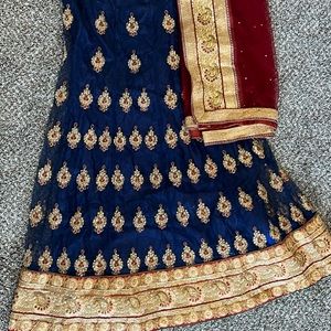 Indian/ Pakistan lehenga navy blue with dupatta and blouse
